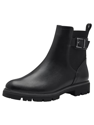 MARCO TOZZI Damen Chelsea Boots Vegan mit Reißverschluss, Schwarz (Black), 40 EU von MARCO TOZZI