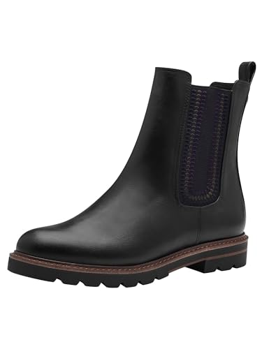 MARCO TOZZI Damen Chelsea Boots Flach mit Reißverschluss, Schwarz (Black), 37 EU von MARCO TOZZI