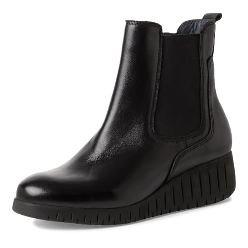 MARCO TOZZI Damen Chelsea Boots aus Leder mit Keilabsatz, Schwarz (Black), 38 EU MARCO TOZZI Damen Chelsea Boots aus Leder mit Keilabsatz, Schwarz (Black), 38 EU von MARCO TOZZI
