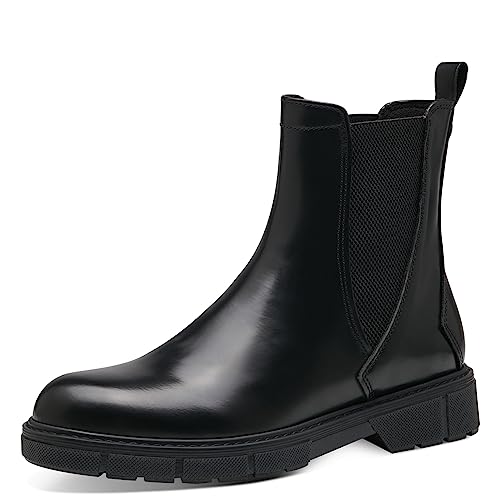 MARCO TOZZI Damen Chelsea Boots aus Kunstleder Flach, Schwarz (Black Brush), 38 von MARCO TOZZI