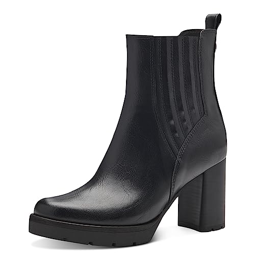 MARCO TOZZI Damen Chelsea Boots aus Kunstleder mit Absatz, Schwarz (Black), 40 von MARCO TOZZI