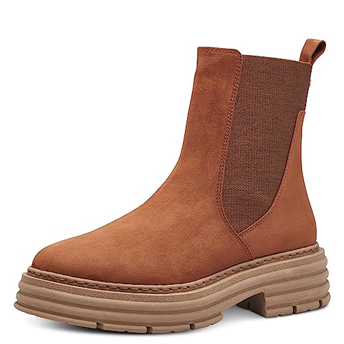 MARCO TOZZI Damen Chelsea Boots zum Reinschlüpfen Plateau, Braun (Nut), 38 von MARCO TOZZI