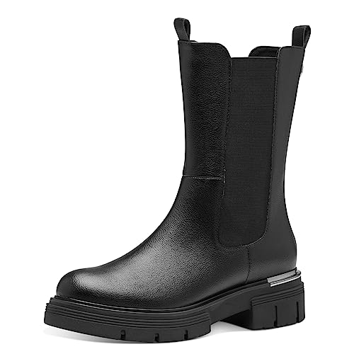 MARCO TOZZI Damen Chelsea Boots aus Kunstleder mit Blockabsatz, Schwarz (Black), 38 von MARCO TOZZI