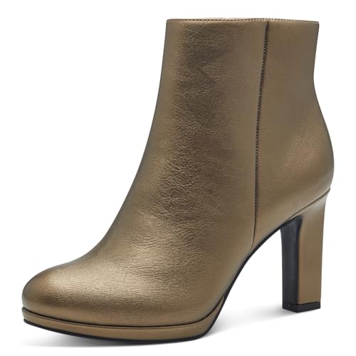 MARCO TOZZI Damen Stiefeletten mit Absatz Elegant mit Reißverschluss, Gold (Dark Gold), 40 EU von MARCO TOZZI