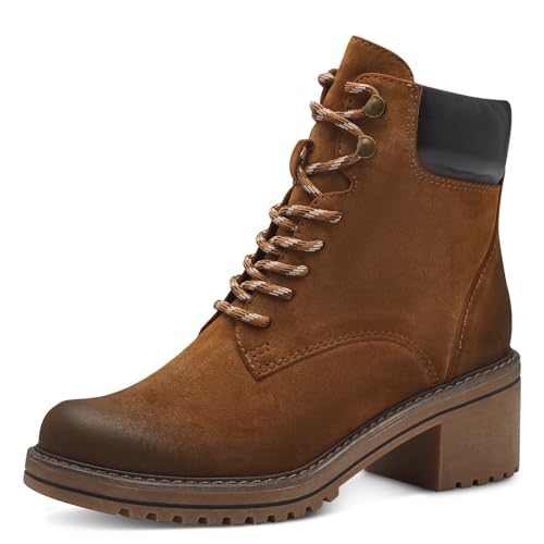 MARCO TOZZI Damen Stiefeletten zum Schnüren mit Blockabsatz mit Reißverschluss, Braun (Nut Comb), 39 EU von MARCO TOZZI