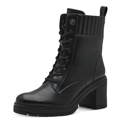 MARCO TOZZI Damen Stiefeletten zum Schnüren mit Blockabsatz mit Reißverschluss, Schwarz (Black), 37 EU von MARCO TOZZI