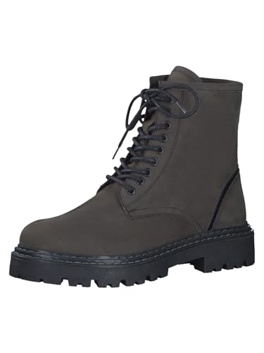 MARCO TOZZI Damen Stiefeletten zum Schnüren aus Leder mit Reißverschluss, Braun (Anthracite N.C), 40 EU von MARCO TOZZI