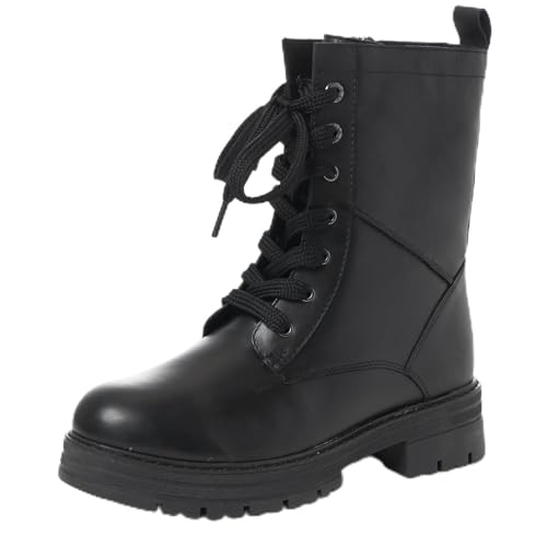 MARCO TOZZI Damen Stiefeletten zum Schnüren aus Leder mit Blockabsatz, Schwarz (Black), 38 EU von MARCO TOZZI