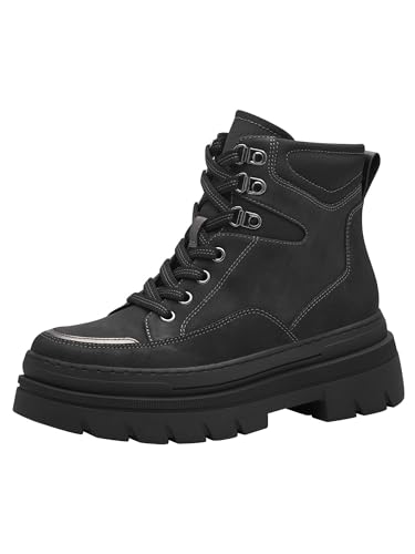 MARCO TOZZI Damen Stiefeletten zum Schnüren mit Plateau mit Reißverschluss, Schwarz (Black Comb), 41 EU von MARCO TOZZI