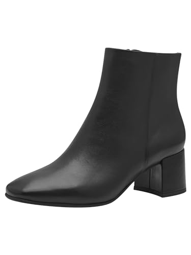 MARCO TOZZI Damen Stiefeletten mit Absatz aus Leder mit Reißverschluss, Schwarz (Black), 38 EU von MARCO TOZZI