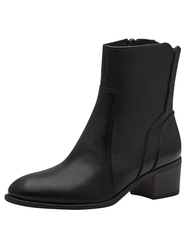 MARCO TOZZI Damen Stiefeletten mit Absatz mit Lederanteil Cowboy, Schwarz (Black Comb), 41 EU von MARCO TOZZI