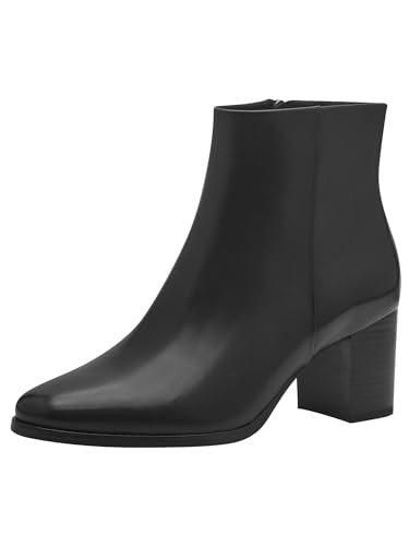 MARCO TOZZI Damen Stiefeletten mit Absatz aus Leder mit Reißverschluss, Schwarz (Black), 36 EU von MARCO TOZZI