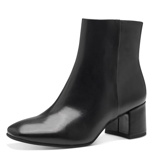 MARCO TOZZI Damen Stiefeletten mit Absatz aus Kunstleder mit Reißverschluss, Schwarz (Black), 40 EU von MARCO TOZZI