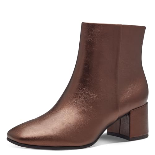 MARCO TOZZI Damen Stiefeletten mit Absatz aus Kunstleder mit Reißverschluss, Braun (Bronce), 41 EU von MARCO TOZZI