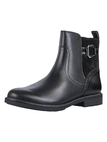 MARCO TOZZI Damen Stiefeletten ohne Absatz mit Lederanteil Flach, Schwarz (Black Comb), 39 EU von MARCO TOZZI