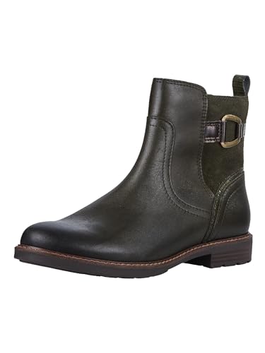 MARCO TOZZI Damen Stiefeletten ohne Absatz mit Lederanteil Flach, Grün (Olive Comb), 39 EU von MARCO TOZZI