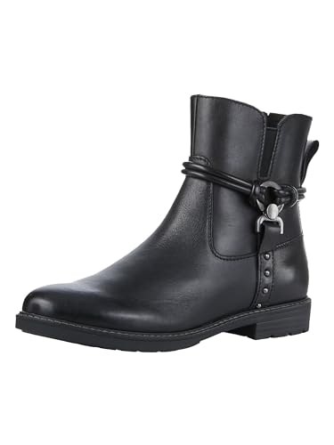 MARCO TOZZI Damen Stiefeletten ohne Absatz aus Leder Flach, Schwarz (Black), 39 EU von MARCO TOZZI