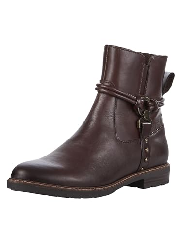 MARCO TOZZI Damen Stiefeletten ohne Absatz aus Leder Flach, Braun (Mocca), 37 EU von MARCO TOZZI