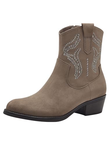 MARCO TOZZI Damen Stiefeletten mit Absatz mit Blockabsatz Cowboy, Braun (Stone), 39 EU MARCO TOZZI Damen Stiefeletten mit Absatz mit Blockabsatz Cowboy, Braun (Stone), 39 EU von MARCO TOZZI
