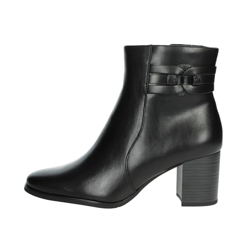 MARCO TOZZI Damen Stiefeletten mit Absatz Vegan mit Reißverschluss, Schwarz (Black Comb), 41 EU von MARCO TOZZI