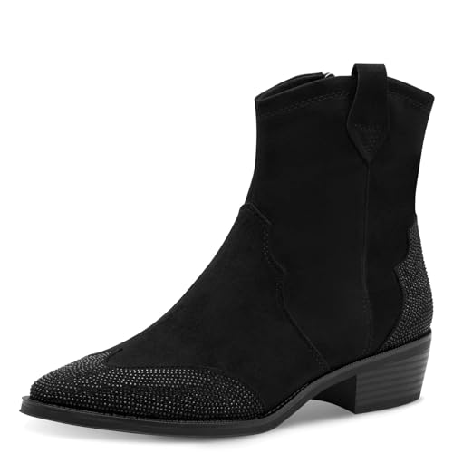 MARCO TOZZI Damen Stiefeletten mit Absatz Cowboy Spitz, Schwarz (Black), 39 EU von MARCO TOZZI