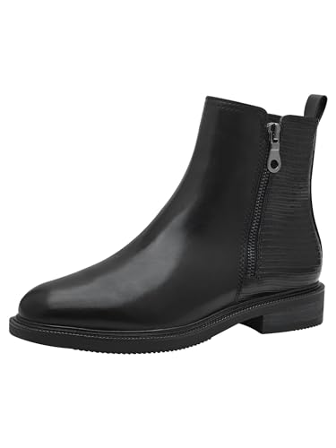 MARCO TOZZI Damen Stiefeletten ohne Absatz mit Lederanteil Elegant, Schwarz (Black Comb), 38 EU von MARCO TOZZI
