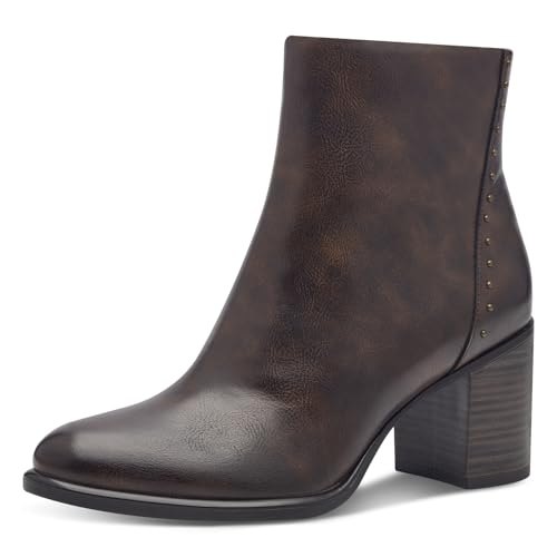 MARCO TOZZI Damen Stiefeletten mit Absatz Elegant mit Reißverschluss, Braun (Cafe Antic), 38 EU von MARCO TOZZI