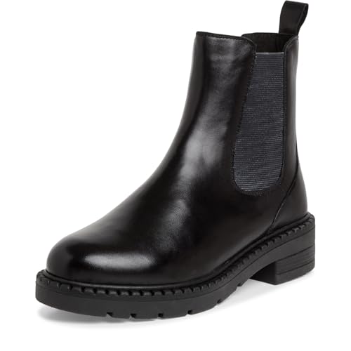 MARCO TOZZI Damen Chelsea Boots aus Leder mit Reißverschluss, Schwarz (Black), 42 EU von MARCO TOZZI