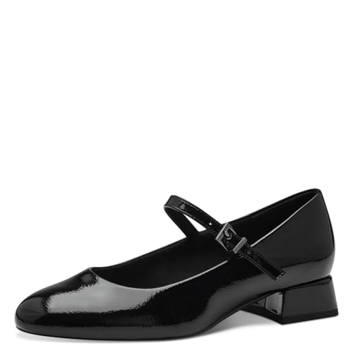 MARCO TOZZI Damen Pumps mit Riemen Kleiner Absatz Elegant, Schwarz (Black Patent), 37 EU von MARCO TOZZI