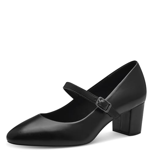 MARCO TOZZI Damen Pumps mit Riemen Spitz mit Blockabsatz, Schwarz (Black), 38 EU von MARCO TOZZI