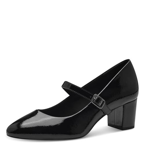 MARCO TOZZI Damen Pumps mit Riemen Spitz mit Blockabsatz, Schwarz (Black Patent), 40 EU von MARCO TOZZI
