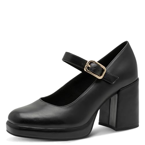 MARCO TOZZI Damen Pumps mit Riemen Elegant mit Blockabsatz, Schwarz (Black), 37 EU von MARCO TOZZI