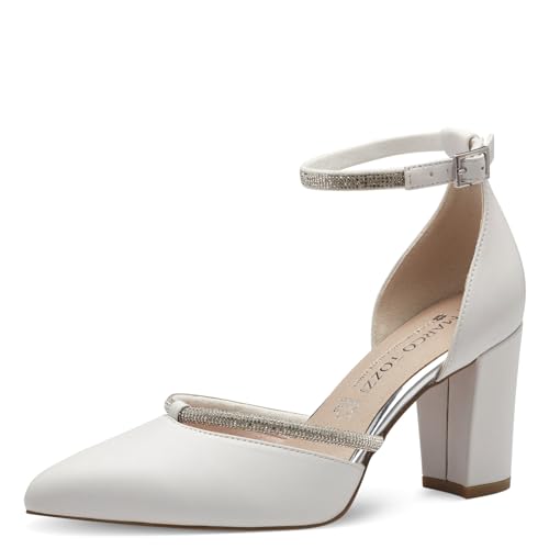 MARCO TOZZI by Guido Maria Kretschmer Damen Pumps mit Riemen mit Glitzerdetails Spitz, Weiß (White), 37 EU von MARCO TOZZI