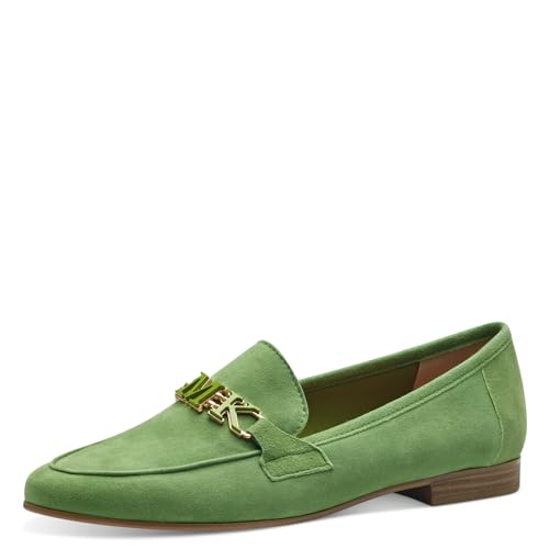 MARCO TOZZI by Guido Maria Kretschmer Damen Loafer mit Absatz aus Leder Elegant, Grün (Apple), 38 EU von MARCO TOZZI