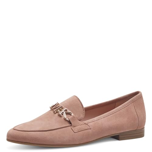 MARCO TOZZI by Guido Maria Kretschmer Damen Loafer mit Absatz aus Leder Elegant, Beige (Nude), 41 EU von MARCO TOZZI