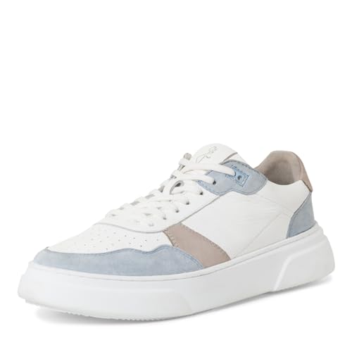 MARCO TOZZI by Guido Maria Kretschmer Herren Sneaker flach aus Leder mit dicker Sohle, Mehrfarbig (White Lt Blue), 41 EU von MARCO TOZZI