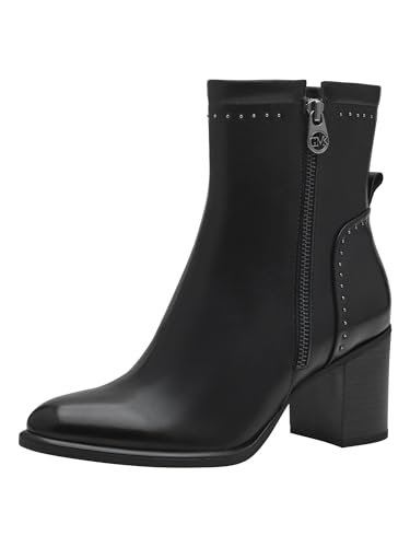 MARCO TOZZI by Guido Maria Kretschmer Damen Stiefeletten mit Absatz aus Kunstleder mit Reißverschluss, Schwarz (Black), 41 EU von MARCO TOZZI