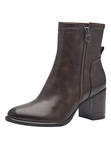 MARCO TOZZI by Guido Maria Kretschmer Damen Stiefeletten mit Absatz aus Kunstleder mit Reißverschluss, Braun (Cafe Antic), 39 EU von MARCO TOZZI