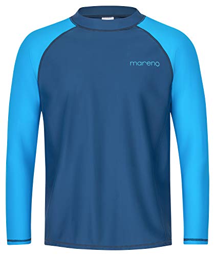 Herren UV-Schutz Langarm T-Shirt (Rashguard), Oeko-Tex 100 in Marine/türkis in Größe L von MARENO