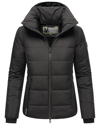 MARIKOO Basic Damen Steppjacke kurz mit Kapuze Radaa 16 Black Gr. XXL von MARIKOO