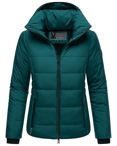 MARIKOO Basic Damen Steppjacke kurz mit Kapuze Radaa 16 Evergreen Gr. XXL von MARIKOO