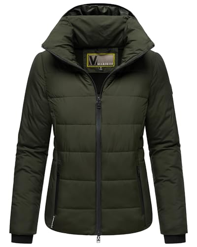 MARIKOO Basic Damen Steppjacke kurz mit Kapuze Radaa 16 Olive Gr. S von MARIKOO