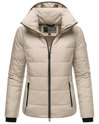 MARIKOO Basic Damen Steppjacke kurz mit Kapuze Radaa 16 Taupe Grey Gr. XXL von MARIKOO
