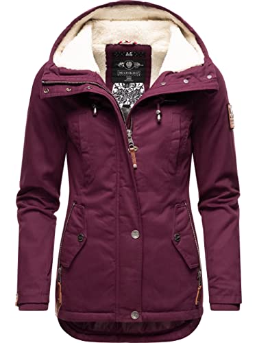 MARIKOO Damen warme Winterjacke mit kuscheliger Kapuze Bikoo Wine Gr. S von MARIKOO