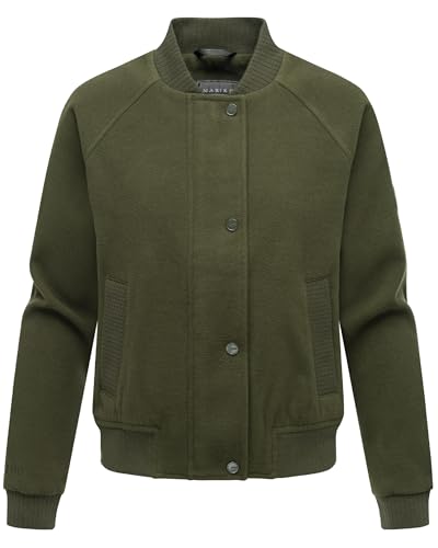 MARIKOO Damen Blousonjacke leichte Übergangsjacke in Woll-/Fleece-Optik Zunaa 16 Dark Olive Gr. M von MARIKOO