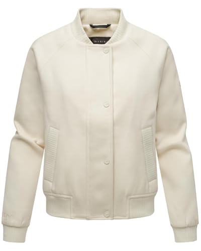 MARIKOO Damen Blousonjacke leichte Übergangsjacke in Woll-/Fleece-Optik Zunaa 16 Offwhite Gr. L von MARIKOO
