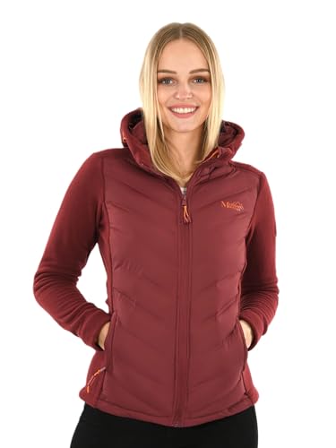 MARIKOO Damen Fleece Hybrid Jacke Trekking Wanderjacke Übergangsjacke [B929-Haruna-Bordeaux-Gr.M] von MARIKOO