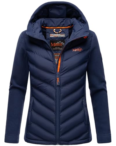 MARIKOO Damen Fleece Hybrid Jacke Trekking Wanderjacke Übergangsjacke [B929-Haruna-Navy-Gr.XS] von MARIKOO