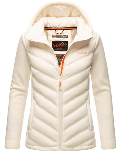 MARIKOO Damen Fleece Hybrid Jacke Trekking Wanderjacke Übergangsjacke [B929-Haruna-Offwhite-Gr.M] von MARIKOO