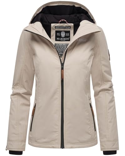 MARIKOO Damen Frühjahr Übergangs Jacke leicht gefüttert Kapuze kurz B862 [B862-Brombeer-Bone-Gr.L] von MARIKOO